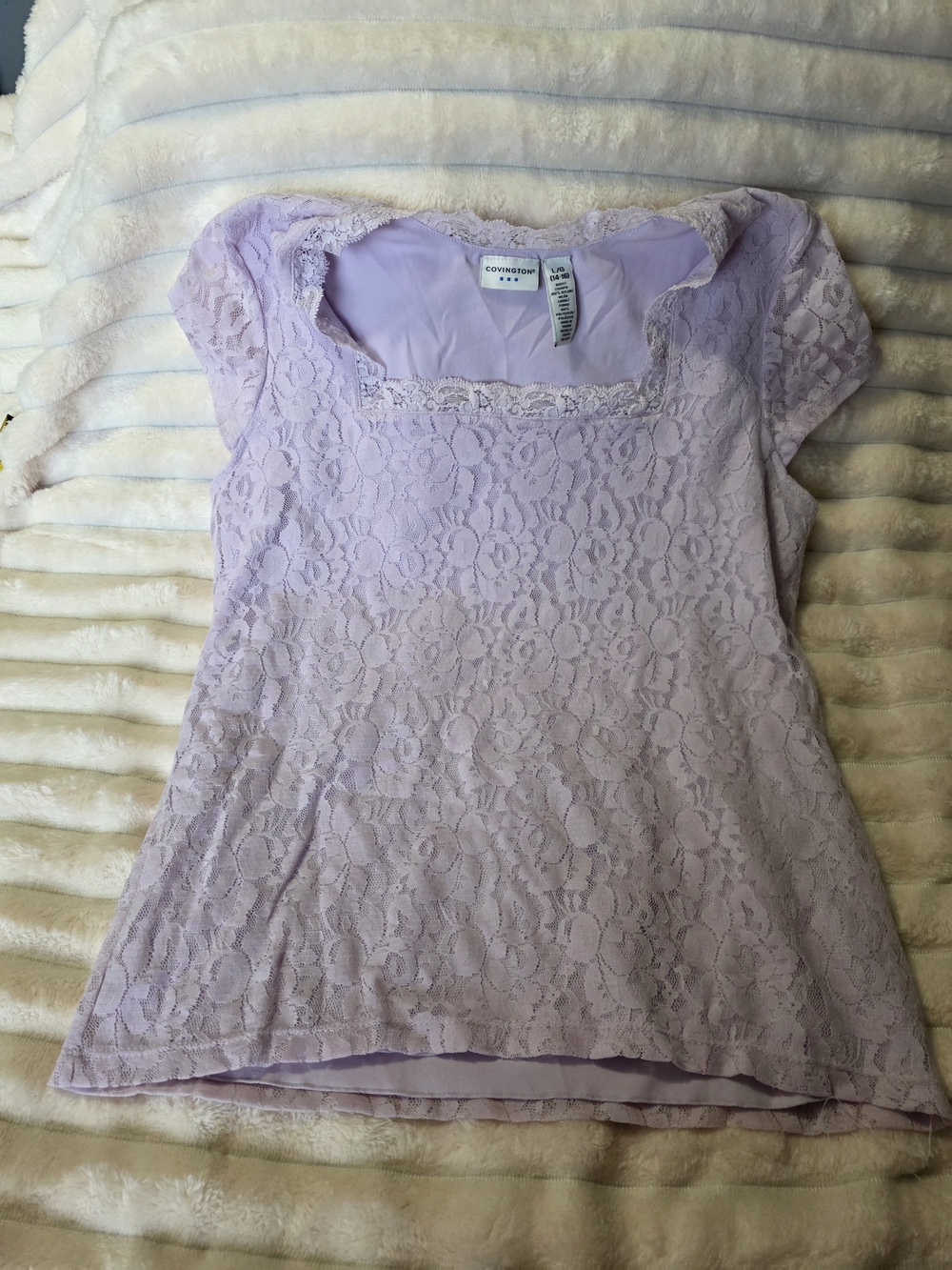 Covington Lavender Lace Short Sleeve Top